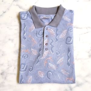 Vintage Men's Cotton Blended Short Sleeve Polo Shirt with multi color patterns.